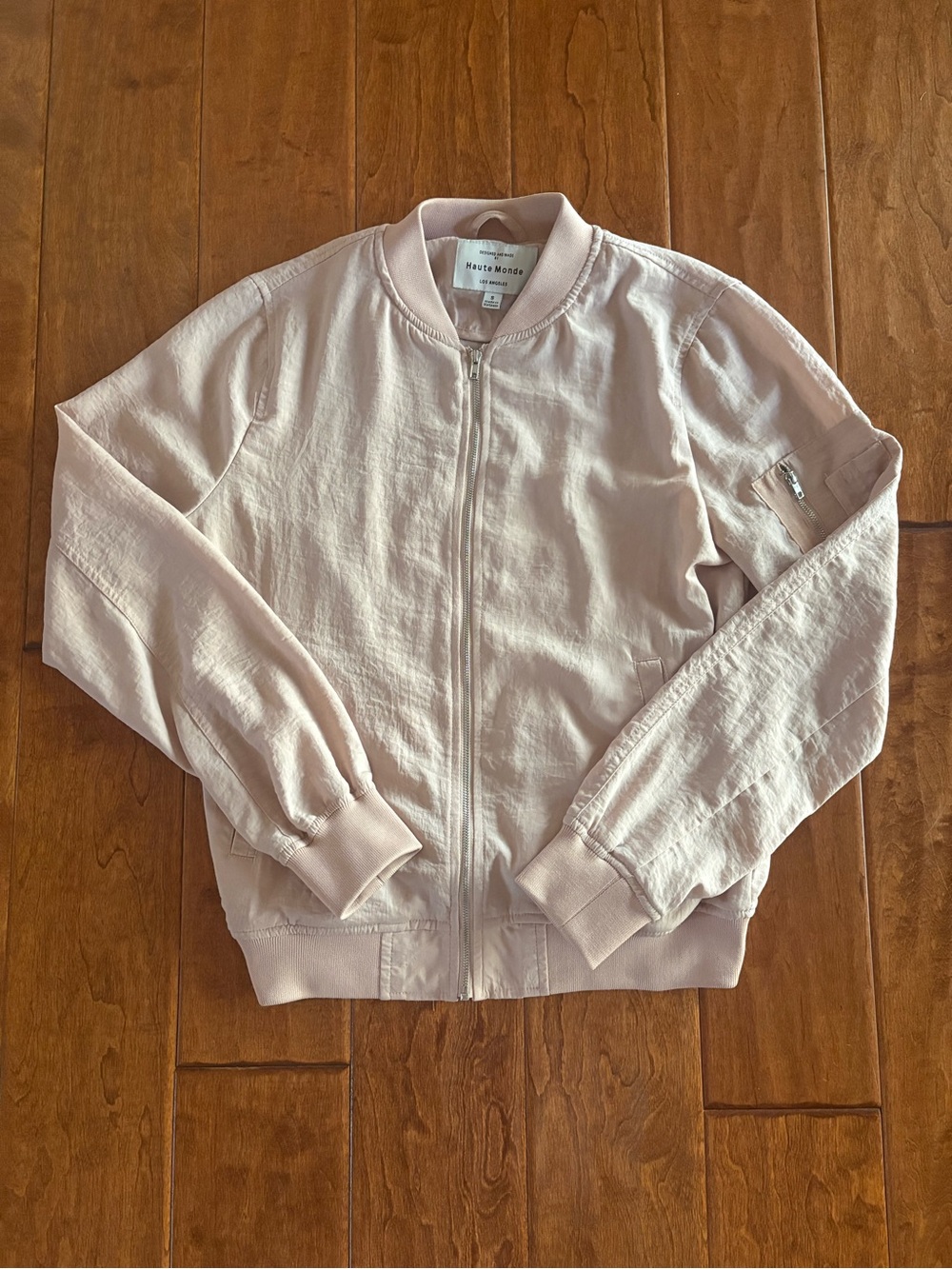 pink bomber jacket by Haute Monde